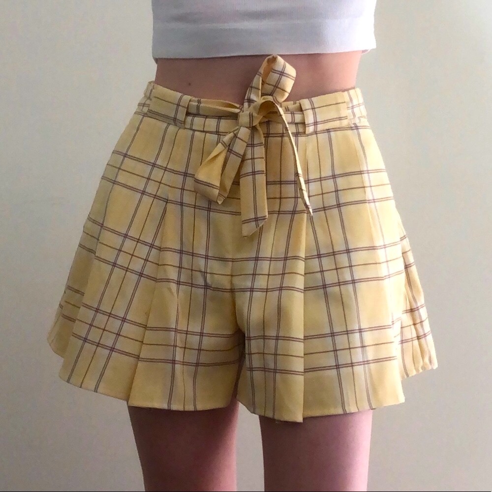 Sunday Best Plaid Tie-Waist Westley Shorts look like Skort/Skirt